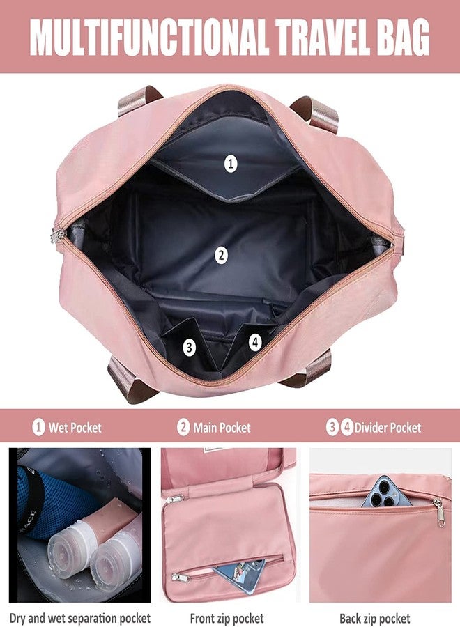 TECH LOGO ELECTRONICS Travel Bags for Women, Duffle Bags for Women Luggage, Foldable Vanity Traveling Bag, Waterproof Hand Bag for Ladies Personal Items (PINK) - Image 5